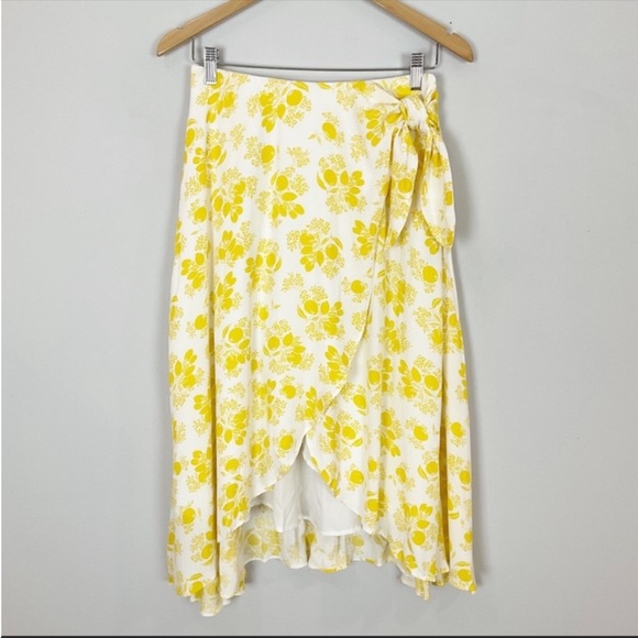 Ann Taylor Dresses & Skirts - Ann Taylor Yellow Floral Fruit Print Midi Skirt